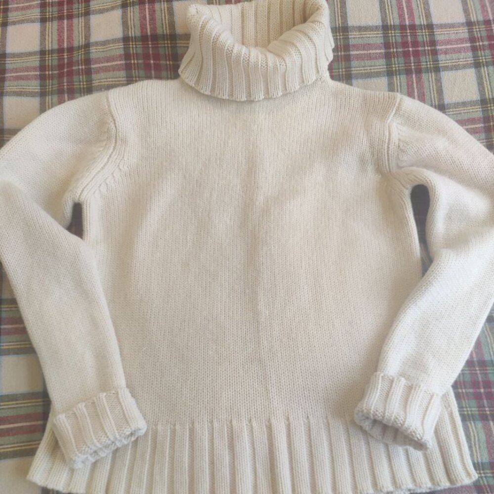 100% Wool Knit Cream Classic Turtleneck Sweater Bloomingdale's